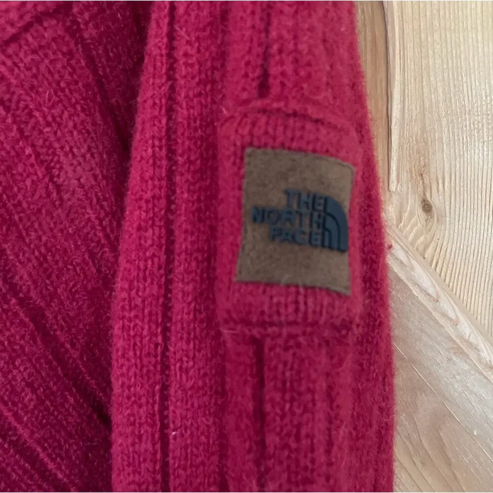 The North Face Red Men's TNF Outdoor 100% Wool Ribbed Crew Neck Sweater Sz 2XL**